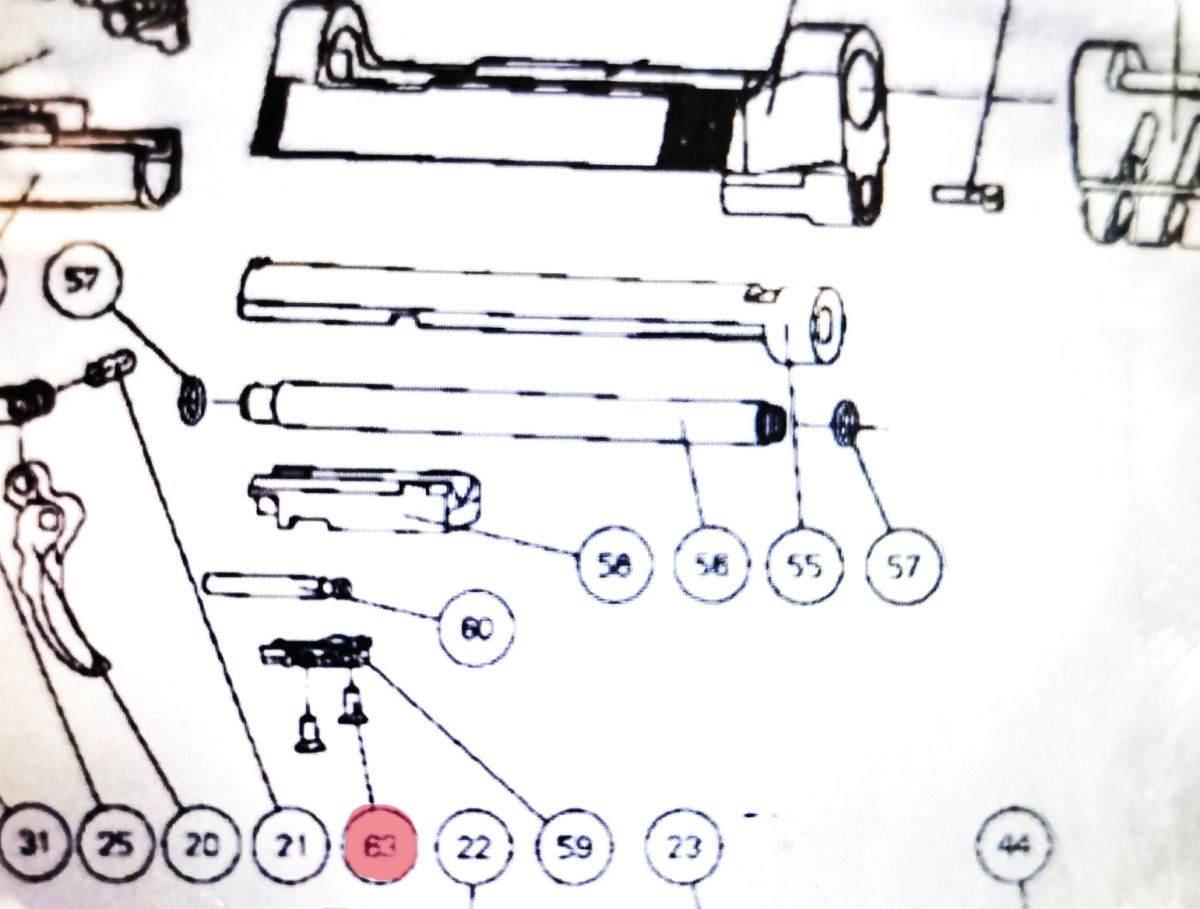 VITE SERRAGGIO BOMBOLA UMAREX PER PISTOLA BERETTA 92 S&W COLT CO2 CP88 n° ESPLOSO 38 - COLT - 1pz.