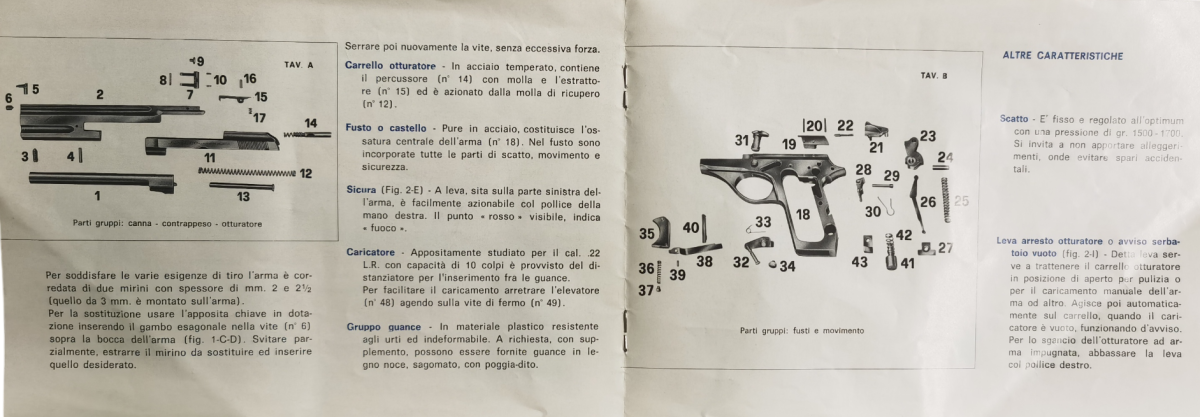 PISTOLA SEMIAUTOMATICA BERETTA MODELLO 76 CALIBRO 22 LR USATA