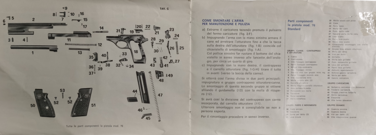 PISTOLA SEMIAUTOMATICA BERETTA MODELLO 76 CALIBRO 22 LR USATA