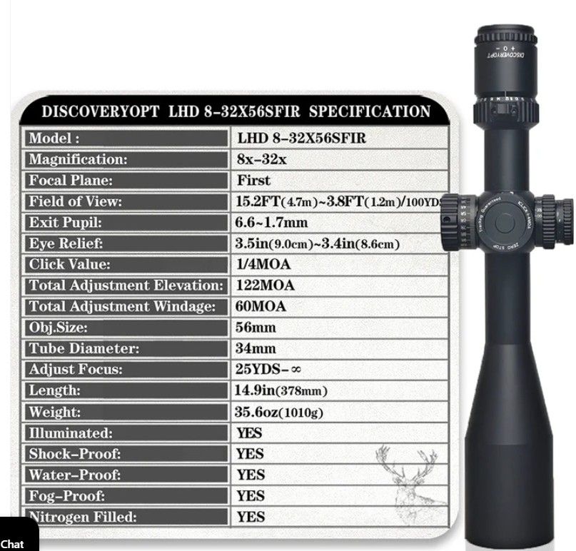 CANNOCCHIALE DO LHD 8-32X56 SF IR FFP Z anelli picatinny
