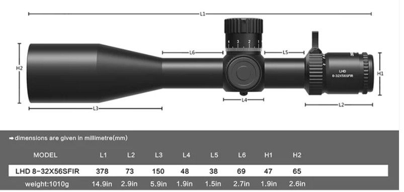 CANNOCCHIALE DO LHD 8-32X56 SF IR FFP Z anelli picatinny