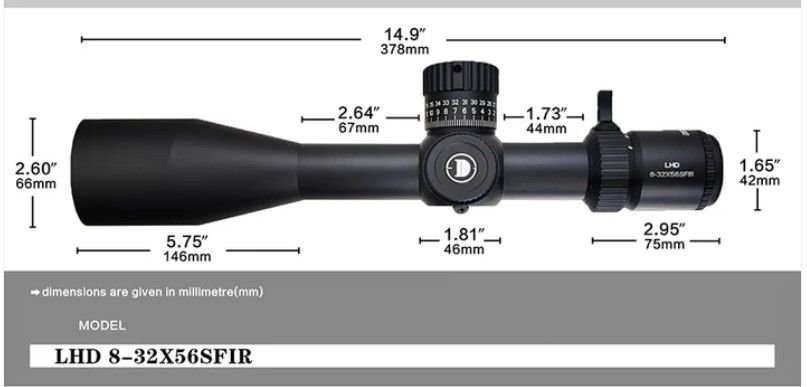 CANNOCCHIALE DO LHD 8-32X56 SF IR FFP Z anelli picatinny