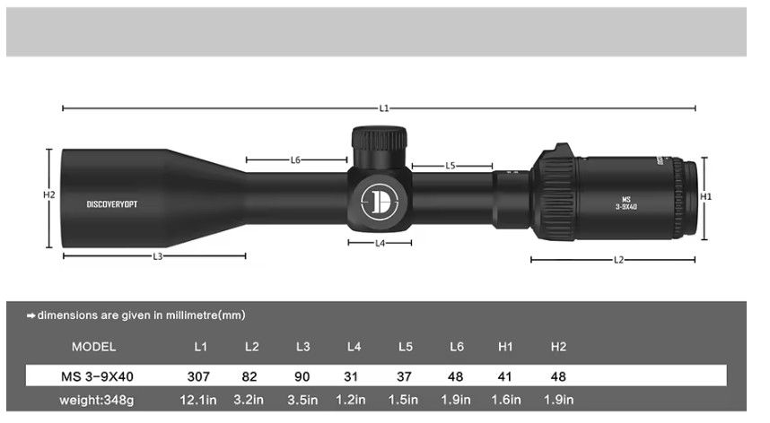 DISCOVERY OPTIC MS 3-9X40 IR ANELLI 11mm
