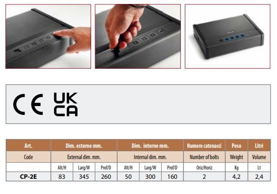 CASSETTA DI SICUREZZA CP-2E PORTA PISTOLE 