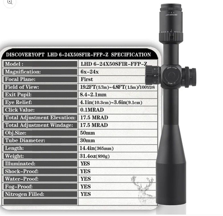 DISCOVERYOPT LHD 6-24X50SFIR FFP-Z/L Diametro: 30MM Ottica Cannocchiali