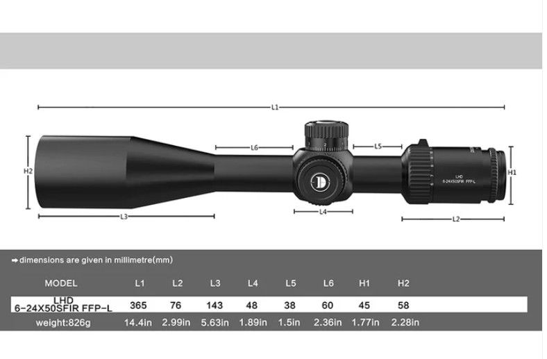 DISCOVERYOPT LHD 6-24X50SFIR FFP-Z/L Diametro: 30MM Ottica Cannocchiali