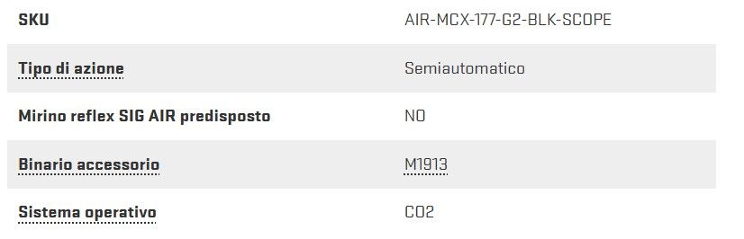 SIG SAUR AIR MCX 4.5 MM CO2 GENII CON MIRINO 