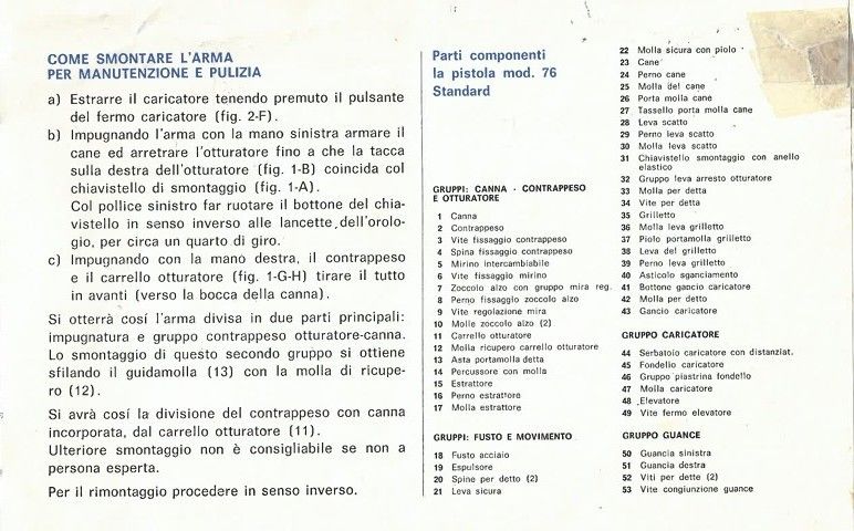 PISTOLA SEMIAUTOMATICA BERETTA MODELLO 76 CALIBRO 22 LR USATA