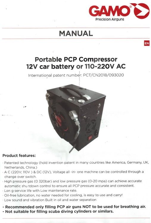 COMPRESSORE PORTATILE PCP GAMO