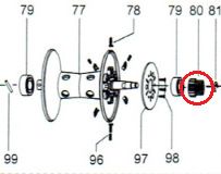 ABU GARCIA RICAMBIO INGRANAGGIO PIGNONE BOBINA PER REVO TORO NACL 61 L / REVO TORO WINCH 61  N. ESPLOSO: 80