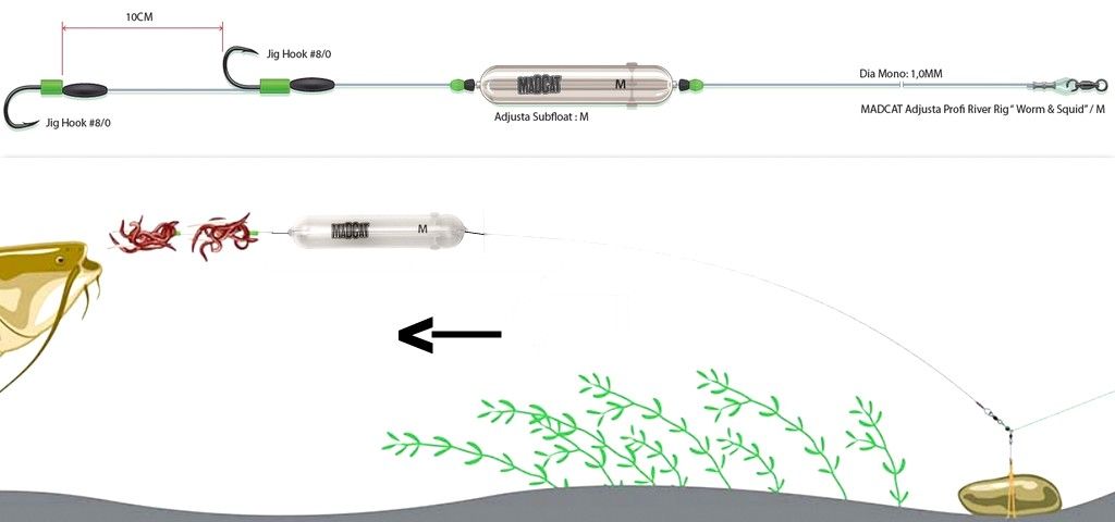 DAM - MONTATURA REGOLABILE PER INNESCO CALAMARI E VERMI - ADJUSTA PROFI RIG WORM AND SQUID