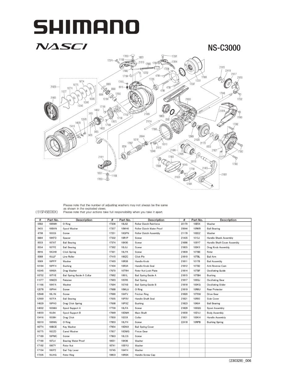 RICAMBI PER SHIMANO NASCI 3000 - 3000HG 