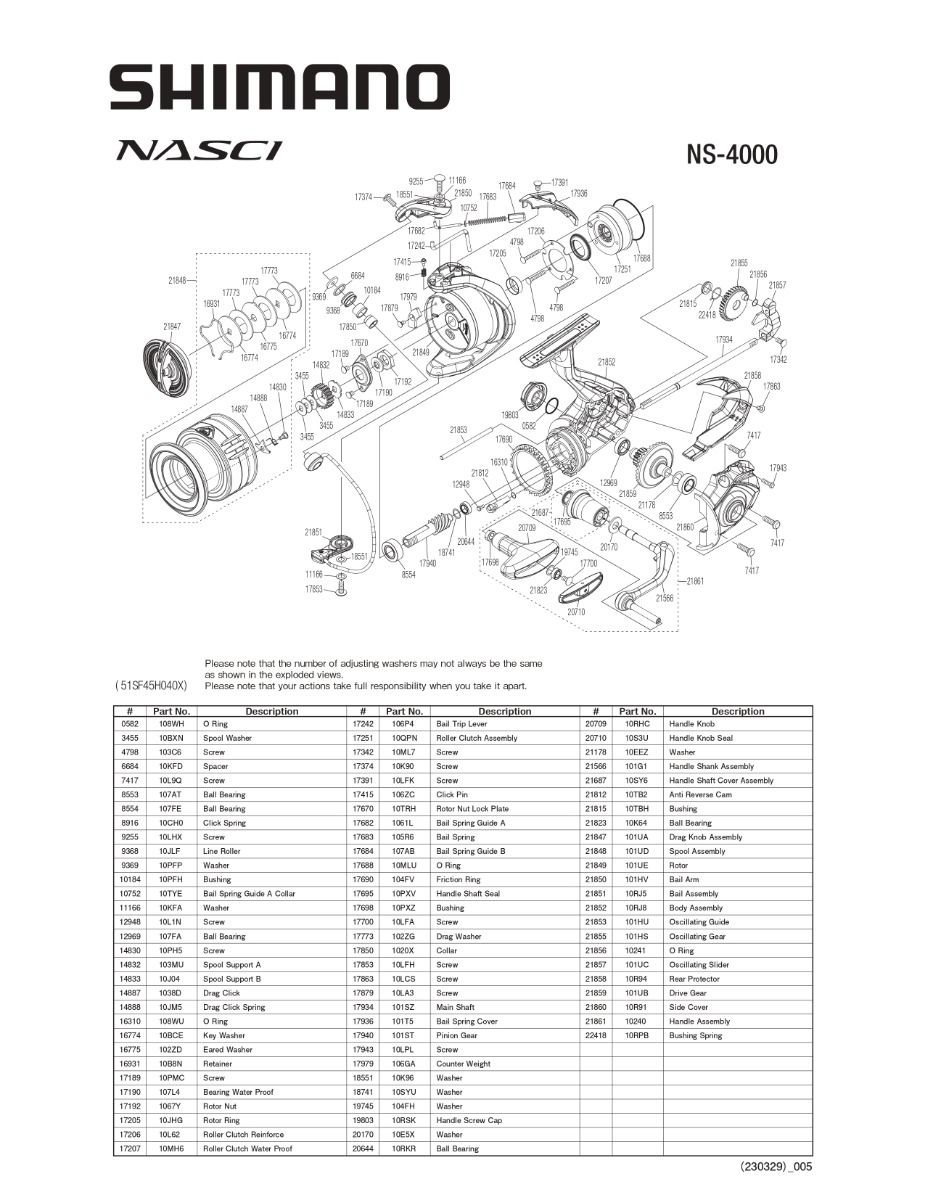 RICAMBI PER SHIMANO NASCI 4000 - 4000XG