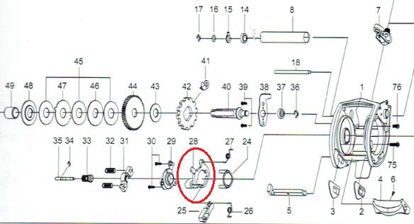 RICAMBIO ABU GARCIA ELEVATORE PER MULINELLI DA CASTING REVO TORO WINCH 61 - REVO TORO NACL 61 L N. ESPLOSO: 28