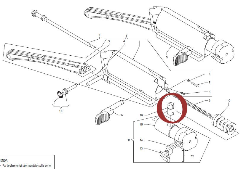 BENELLI PERNO ROTAZIONE TESTA CHIUSURA PER CALIBRO 12
