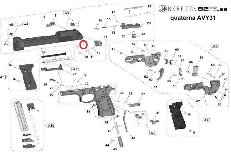 PIOLO SVINCOLO LEVA COLLETTORE - n° ESPLOSO 9