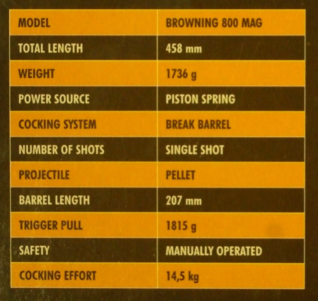 BROWNING - 800 MAGNUM CAL. 4.5 - PISTOLA AD ARIA COMPRESSA DI LIBERA VENDITA 