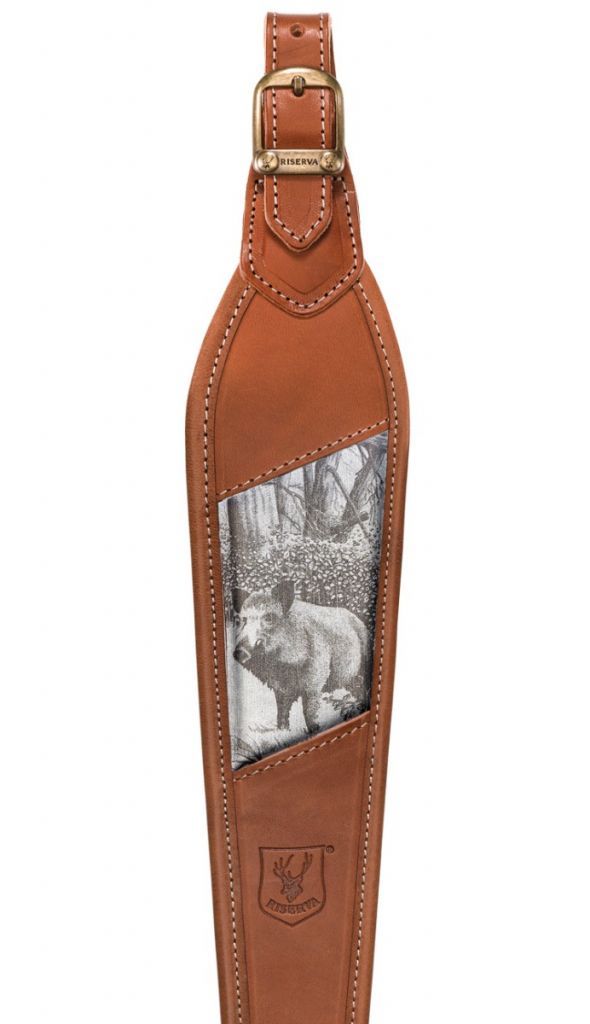 Tracolla per carabina in pelle con cinghiale RISERVA
