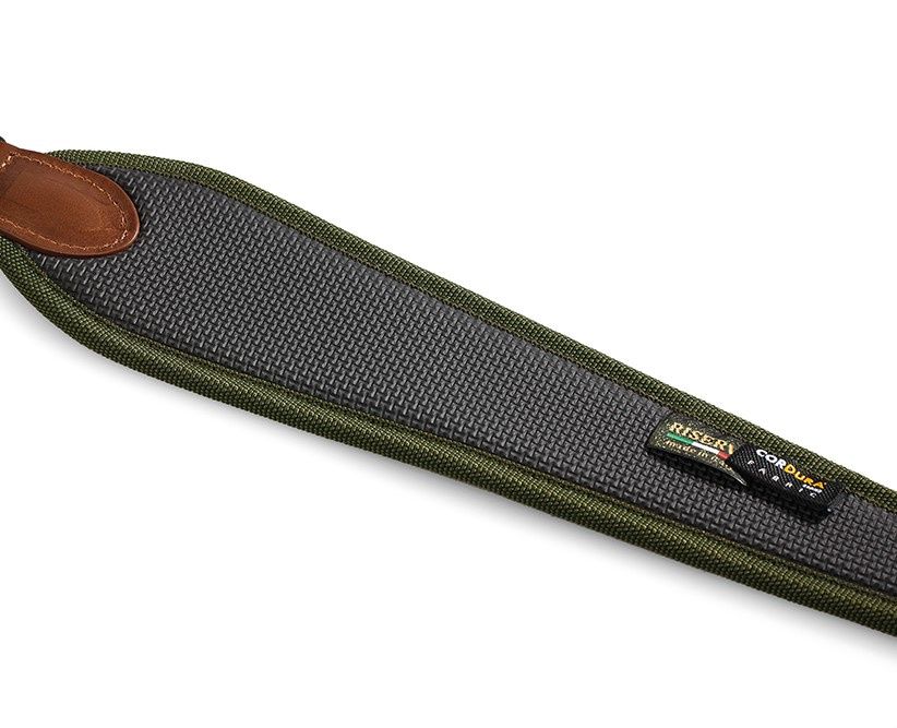 RISERVA - TRACOLLA PER CARABINA IN PELLE EFFETTO CARBONIO CON NEOPRENE