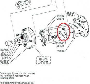 ABU GARCIA RICAMBIO MULINELLO BRACCIO FRIZIONE PER AMBASSADEUR JERKBAIT 5601 C JB N. ESPLOSO 251230