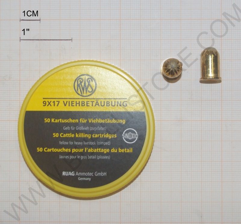CARTUCCE MATTAZIONE RWS 9 X 17 GIALLE PER BESTIAME PESANTE 50 PZ