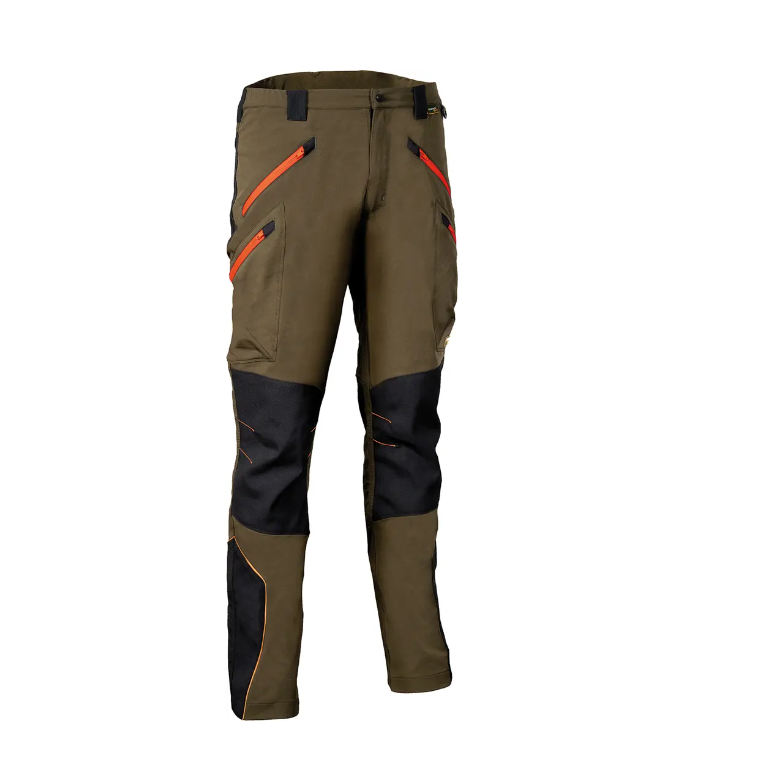 PANTALONE DA CACCIA ELASTICIZZATO CON INSERTI ANTIABRASIONE VELTEN - COFRA FANGO/NERO/ARANCIONE TG. 50
