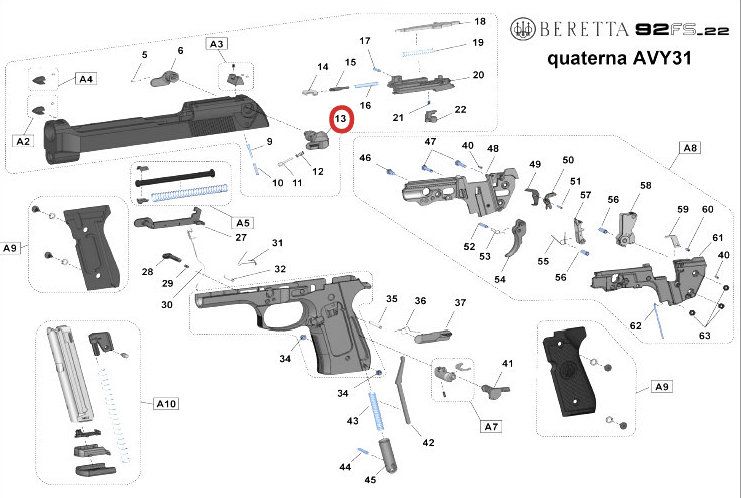 SICURA SINISTRA SX - n° ESPLOSO 13