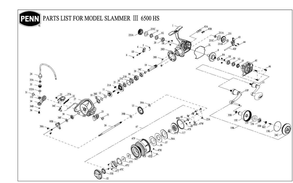  RICAMBI PER MULINELLI SLAMMER III 6500HS - PENN