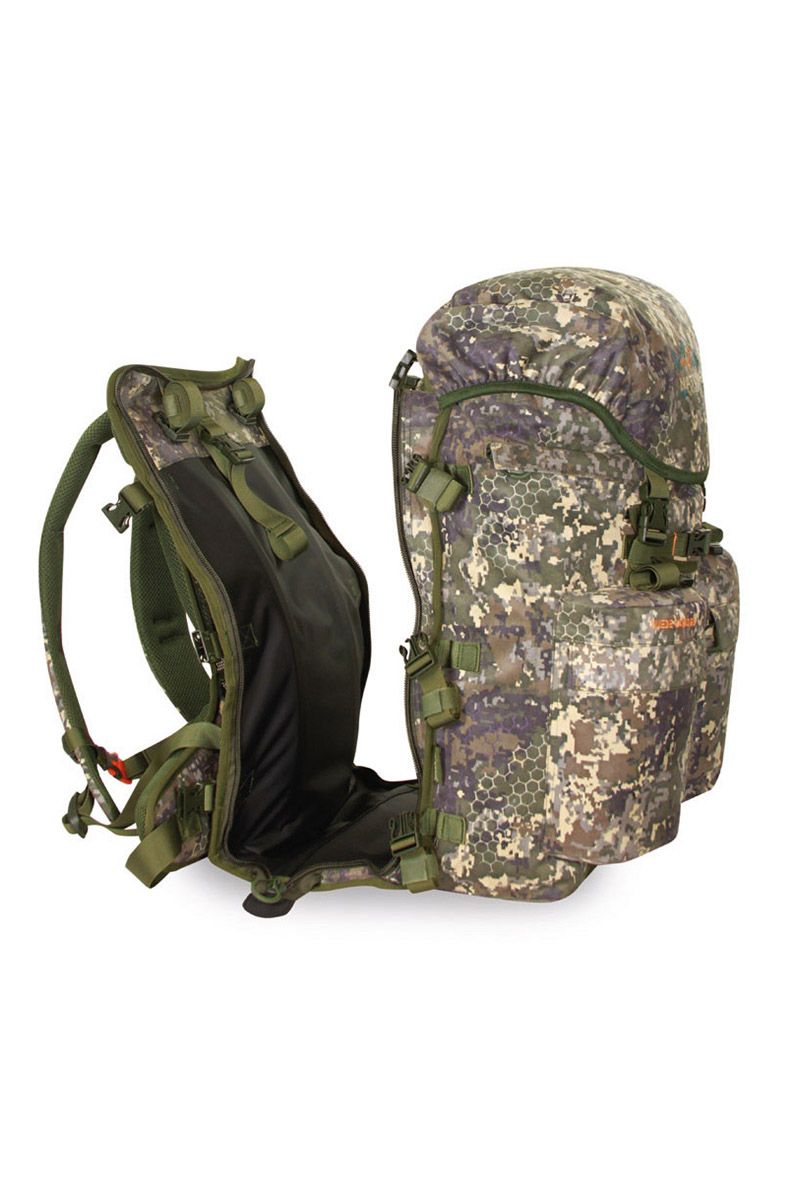 MARSUPIO - ZAINO SUEDE CAMO CON APERTURA A LIBRO PORTA SELVAGGINA 65 L