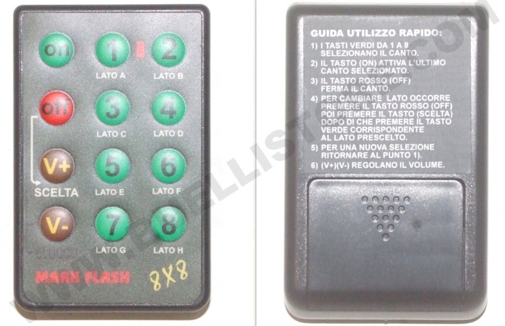 TELECOMANDO PER RIPRODUTTORI CANTI - MARK FLASH 8 X8 E PER MARK MINI FLASH 8X8 