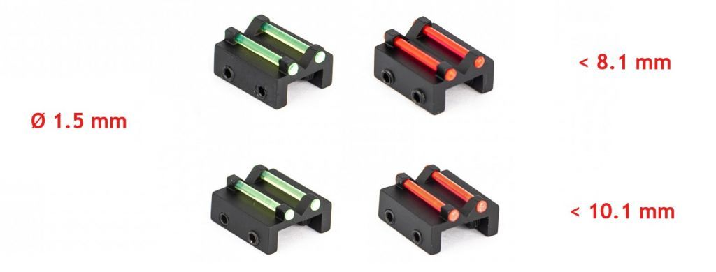 TONI SYSTEM TACCA DI MIRA IN FIBRA OTTICA ROSSA O VERDE PER BINDELLE < 8.1 mm E < 10.1 mm