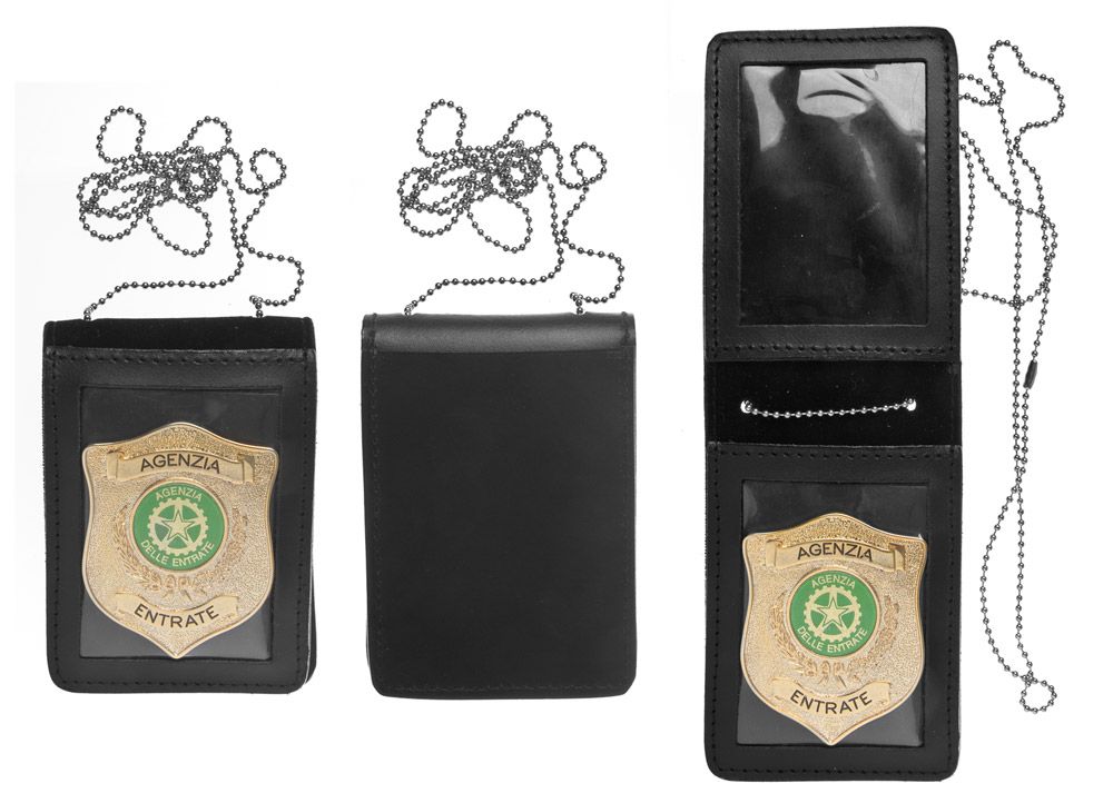 VEGA HOLSTER PORTA PLACCA IN PELLE APERTURA VERTICALE