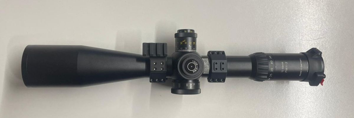 SCHMIDT & BENDER 12-50X56 PM II 2.BE P4F 1/8 MOA cw MT/DT - USATA 