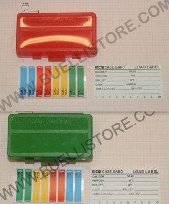 SCATOLA PORTACOLPI 50 CELLE CALIBRO 38/357 MAGNUM ROSSA/VERDE