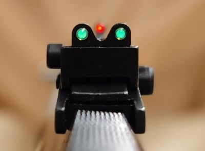 MIRINO E TACCA DI MIRA IN FIBRA OTTICA PER CANNE CON BINDELLA DA 6 MM