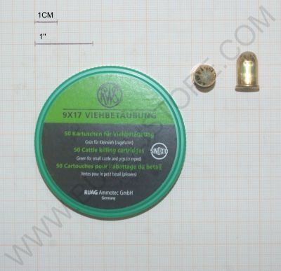 CARTUCCE MATTAZIONE RWS 9 X 17 VERDI PER PICCOLI BOVINI E MAIALI 50 PZ