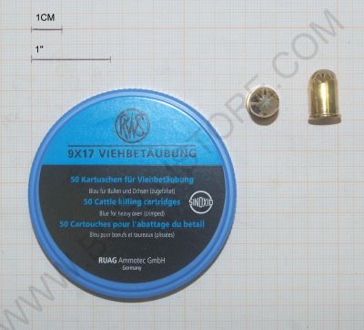 CARTUCCE MATTAZIONE RWS 9 X 17 BLU PER BUOI E TORI  50 PZ