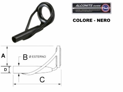 FUJI ALCONITE BFAT - APICALI IN ACCIAIO PER CANNE DA PESCA SPINNING / CASTING - COLORE NERO