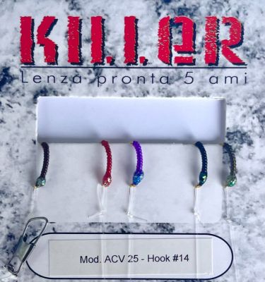 MONTATURE COREGONI A 5 AMI - VERDE-ROSSO-VIOLA-ARANCIO-MARRONE AMO:14  