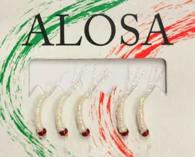 ALOSA - AMETTIERA PH04 CORPO BIANCO TRASLUCIDO CON CODA FLASH E TESTINA ROSSA - MA.01