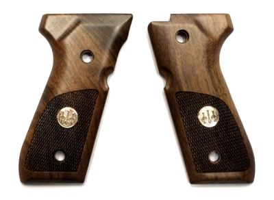 BERETTA GUANCETTE IN NOCE CON SCUDETTO IN ARGENTO PER serie 92/96/98
