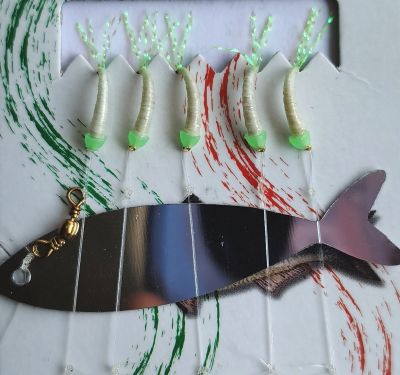 ALOSA AMETTIERA 5 AMI FLUORESCENTE CON PERLINA VERDE - F01