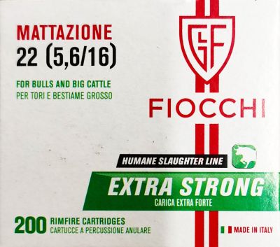 CARTUCCE MATTAZIONE CARICA EXTRA FORTE PER TORI E BESTIAME DI GROSSA TAGLIA CAL.22 ANULARE