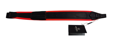 ARTIPEL BRETELLA IN PELLE PER CARABINA REGOLABILE CON NEOPRENE E PORTACOLPI-Black and orange