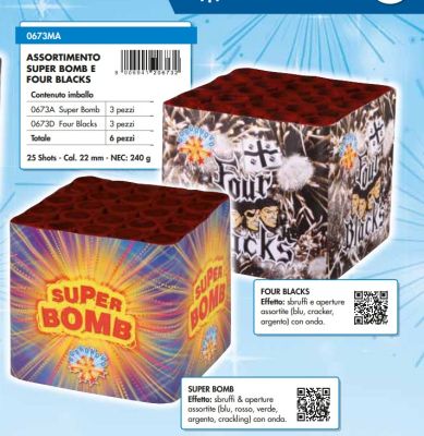 ASSORTIMENTO SUPER BOMB / FOUR BLACKS-SPETTACOLO-25 COLPI (DURATA 45 SEC.)