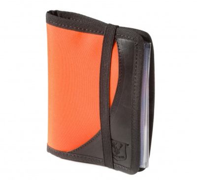 Porta licenza arancione fluo con dettagli in pelle nera  - RISERVA