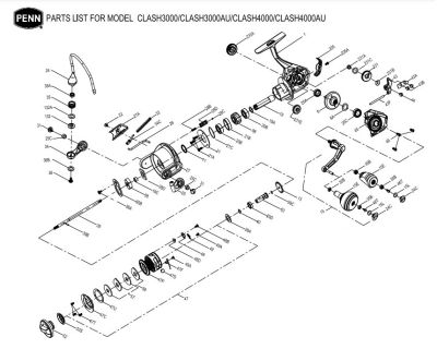 RICAMBI PENN CLASH 3000 / 3000AU / 4000 / 4000AU/ 5000