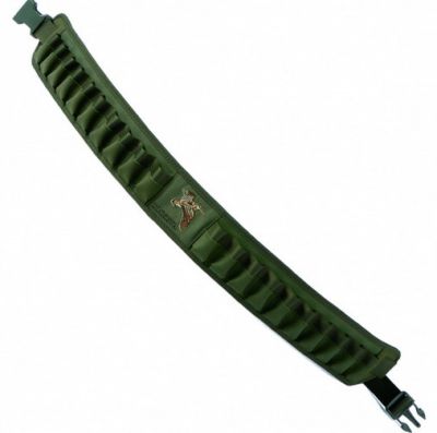 RISERVA CARTUCCIERA IN CORDURA E PELLE CON RICAMO BECCACCIA - 24 CELLE CAL. 28