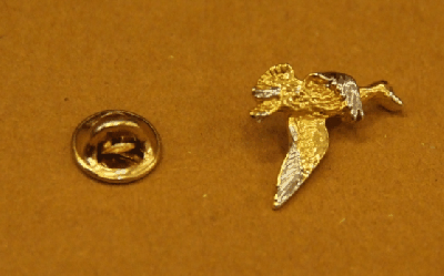 SPILLA CACCIA ANATRA IN VOLO COLORE ARGENTO E ORO