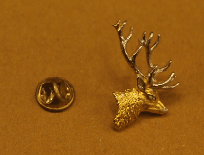SPILLA CACCIA TESTA CERVO COLORE ARGENTO E ORO